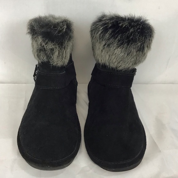 BEARPAW Tigris Winter Boots Size 8 Black Suede Faux Fur Snow Boot Wool Lined - Picture 3 of 11